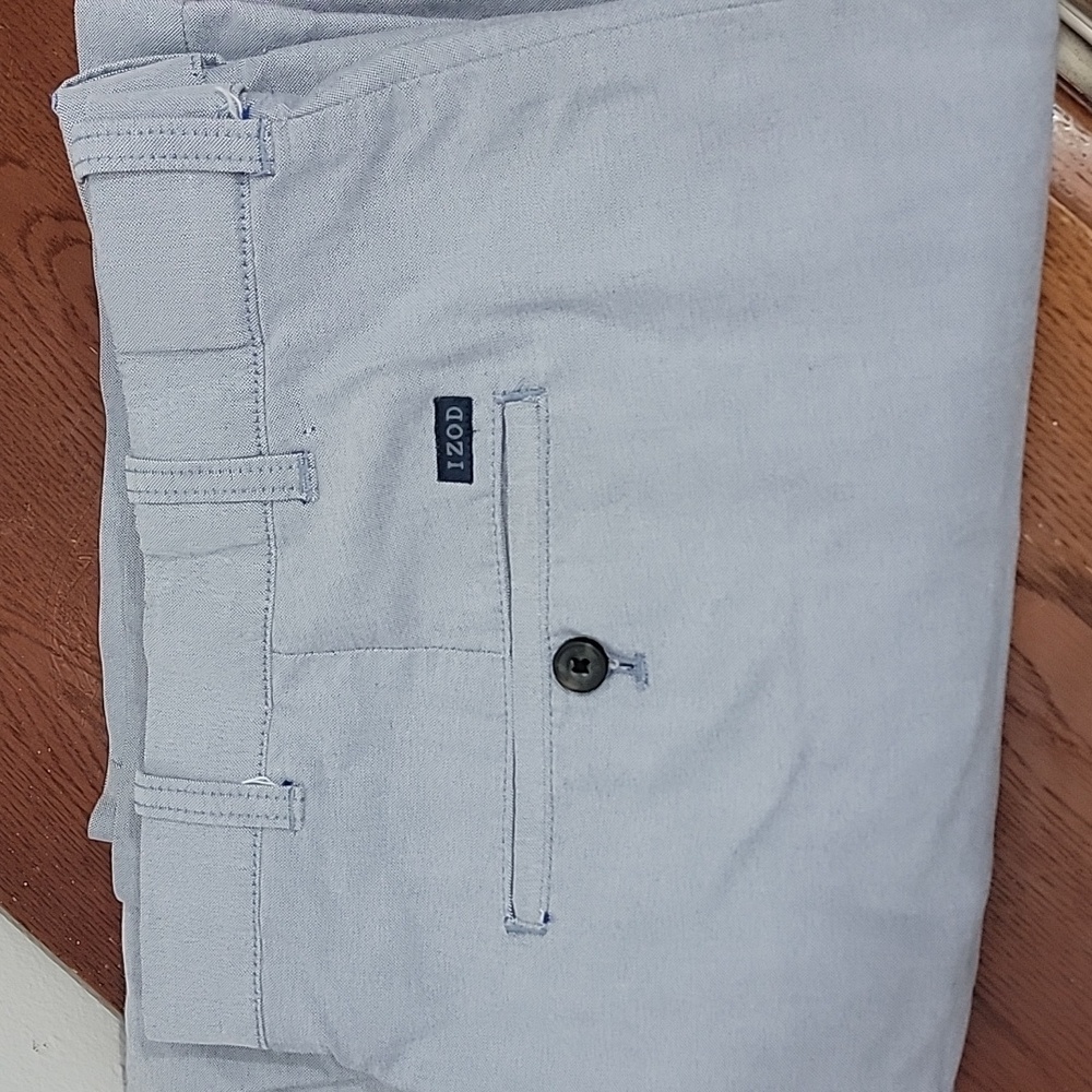 IZOD Men's Straight Fit Flat Front Chino Pants Light Blue Size 44x30